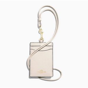 Coach Crossgrain Leather Lanyard Badge ID Holder - Chalk